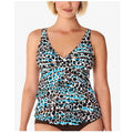 Swim Solutions Print V-Neck Ruffled Tankini Top, Size 12 by Vanessa Jane