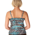 Swim Solutions Print V-Neck Ruffled Tankini Top, Size 12 by Vanessa Jane