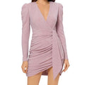 Aqua Metallic Faux Wrap Dress, Size 8 by Vanessa Jane