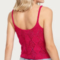 Free People Women’s Glisten Crochet Knit Cami Tank Top Love Potion Pink, Large by Vanessa Jane