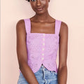 Free People I Want You Babe Electric Bloom Eyelet Tank Top, Sz Medium by Vanessa Jane