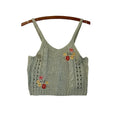Crave Fame Womens Sage Green Open Knit Soft Embroidered Floral Crop Tank Top XL by Vanessa Jane