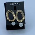 Alfani Gold-Tone Link and Imitation Pearl Drop Earrings by Vanessa Jane