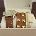 Jessica Carlyle 6 Piece Set – Brown Leather / Gold Accent by Vanessa Jane