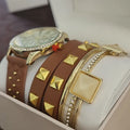 Jessica Carlyle 6 Piece Set – Brown Leather / Gold Accent by Vanessa Jane