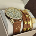 Jessica Carlyle 6 Piece Set – Brown Leather / Gold Accent by Vanessa Jane