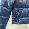 Avec Les Filles Shiny Cropped Sherpa Lined Puffer Coat Jacket in Blue, Size M by Vanessa Jane
