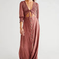 Free People String of Hearts Front Cutout Smocked Dress, Size Large by Vanessa Jane
