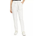 Bar III Belted Windowpane Slim Straight-Leg Pants,Size 14 by Vanessa Jane
