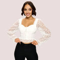 Chocolate USA Lace Corset Flounce Sleeve Cropped Top, Size Large by Vanessa Jane
