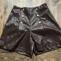 Fashion On Earth Faux Leather Brown Shorts-Small by Vanessa Jane