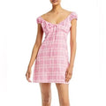 Wayf Plaid Off-the-Shoulder Mini Dress by Vanessa Jane