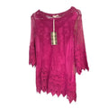 Ultra Pink Embroidered Tunic Top, Size Medium by Vanessa Jane