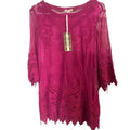 Ultra Pink Embroidered Tunic Top, Size Medium by Vanessa Jane