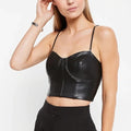 Express Body Contour Womens Faux Leather Cropped Top, Medium by Vanessa Jane