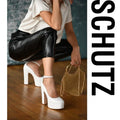 Schutz Renee Pink Faux Leather Square Toe Buckle Ankle Strap Block Heels 8.5 by Vanessa Jane
