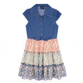 Zunie Denim and Floral Tiered Dress Youth Denim f Size Medium 10/12 by Vanessa Jane