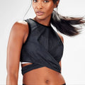 Fabletics women's Marissa Tie Up/Black Pewter Tank Size L by Vanessa Jane
