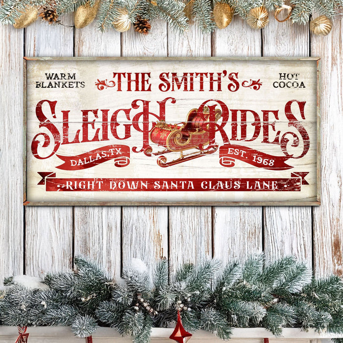 Sleigh Rides Christmas Sign III by Tailored Canvases