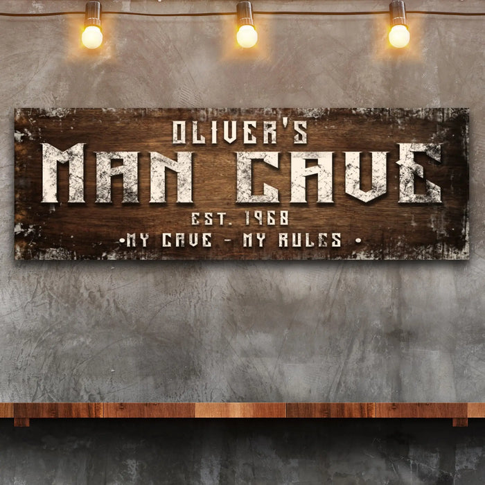 Man Cave My Cave My Rules Sign by Tailored Canvases
