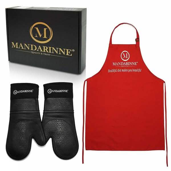 Mandarinne Silicone Oven Mitts and Apron Set by DailySale