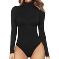 MANGOPOP Women's Mock Turtle Neck Long Sleeve Tops Bodysuit Jumpsuit by DailySale