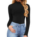MANGOPOP Women's Mock Turtle Neck Long Sleeve Tops Bodysuit Jumpsuit by DailySale