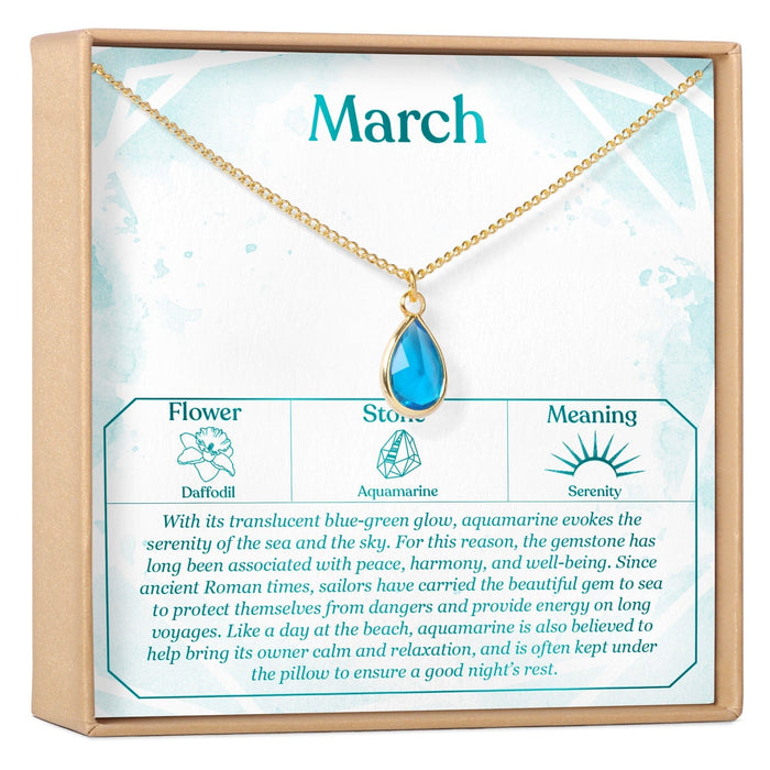 March Birthday Aquamarine Birthstone Necklace by Dear Ava