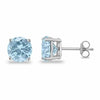 March Birthstone Aquamarine 925 Sterling Silver Round Cz Stud Casting Earrings