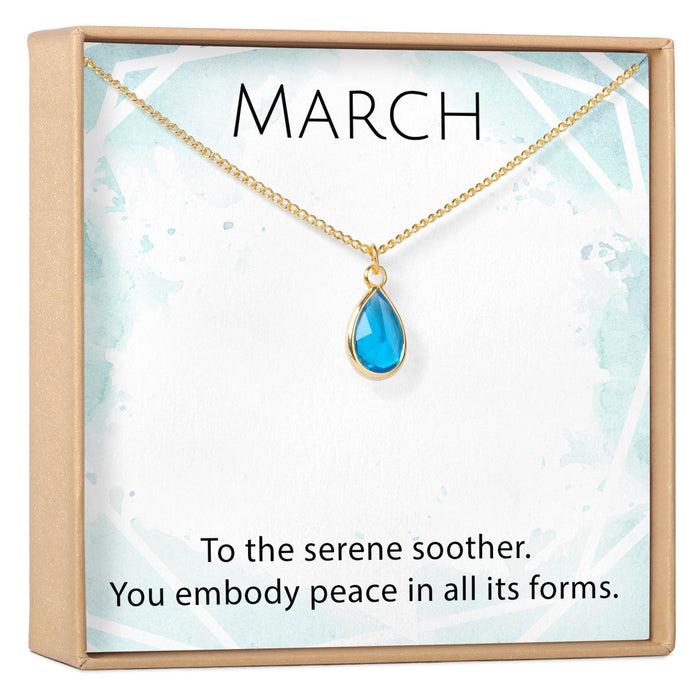 March Birthstone / Aquamarine Crystal Charm Necklace by Dear Ava