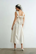 Margot Retro Bow Tie Back Smocked Midi Dress by Boutique 23