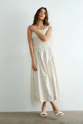 Margot Retro Bow Tie Back Smocked Midi Dress by Boutique 23