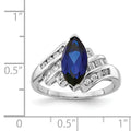 Marquise Blue Lab Created Sapphire Prong Sterling Silver Bypass Statement Ring by Fine Color Jewels