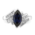 Marquise Blue Lab Created Sapphire Prong Sterling Silver Bypass Statement Ring by Fine Color Jewels