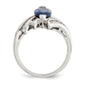 Marquise Blue Lab Created Sapphire Prong Sterling Silver Bypass Statement Ring by Fine Color Jewels