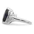 Marquise Blue Lab Created Sapphire Prong Sterling Silver Bypass Statement Ring by Fine Color Jewels
