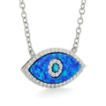 Marquise Blue Opal Evil Eye Necklace by Fine Color Jewels