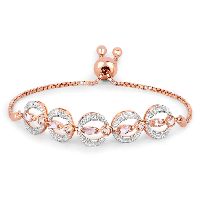 Marquise Pink Morganite & Diamond Celestial Bolo Adjustable Bracelet by Fine Color Jewels