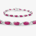Marquise Pink Ruby Prong 10K White Gold Tennis Bracelet by Fine Color Jewels