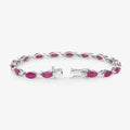Marquise Pink Ruby Prong 10K White Gold Tennis Bracelet by Fine Color Jewels