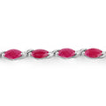 Marquise Pink Ruby Prong 10K White Gold Tennis Bracelet by Fine Color Jewels