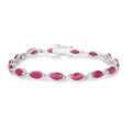 Marquise Pink Ruby Prong 10K White Gold Tennis Bracelet by Fine Color Jewels