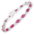 Marquise Pink Ruby Prong 10K White Gold Tennis Bracelet by Fine Color Jewels