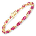 Marquise Pink Ruby Prong 10K Yellow Gold Tennis Bracelet by Fine Color Jewels