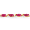 Marquise Pink Ruby Prong 10K Yellow Gold Tennis Bracelet by Fine Color Jewels