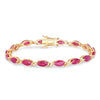 Marquise Pink Ruby Prong 10K Yellow Gold Tennis Bracelet