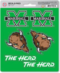 Marshall University Thundering Herd 6-Piece Decal Sticker Set, 5x6 Inch Sheet, Gift for football fans for any hard surfaces around home, automotive, personal items by Fielders Choice