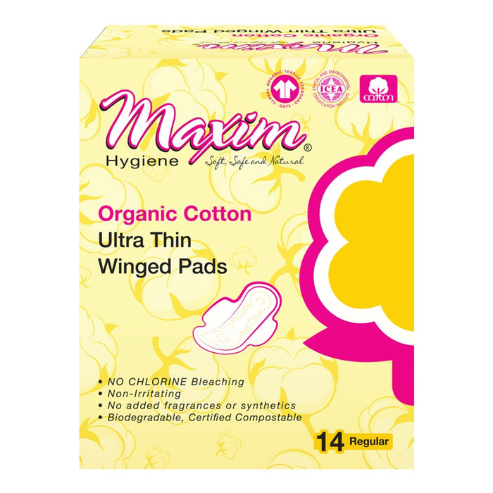 Maxim Natural Organic Cotton Ultra Thin Regular Pads 12 x 14 Count by Pasteur Pharmacy