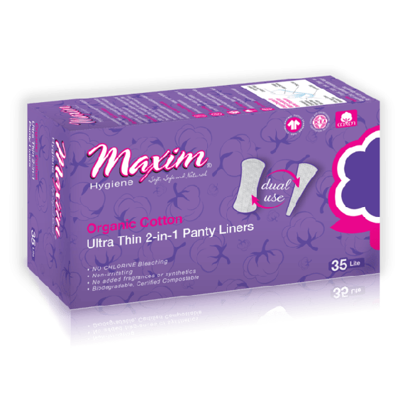 Maxim Organic Cotton 2-in-1 Liners Dual Protection 12 Packs of 35 by Pasteur Pharmacy