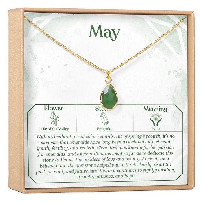 May Birthday Emerald Birthstone Necklace by Dear Ava